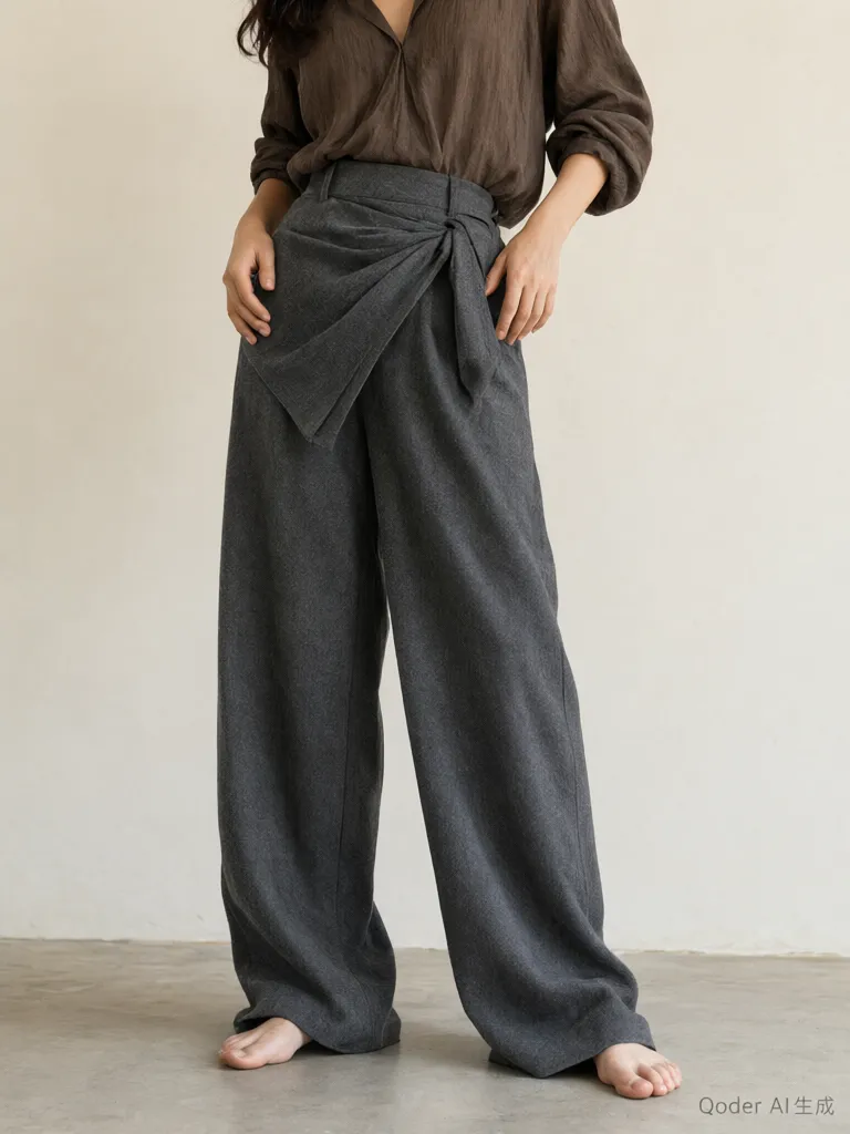 Paperbag Wide-Leg Trousers